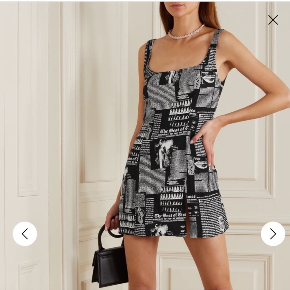 Reformation + Net Sustain Noha Printed Crepe Mini Dress - Black - Picture 2 of 11